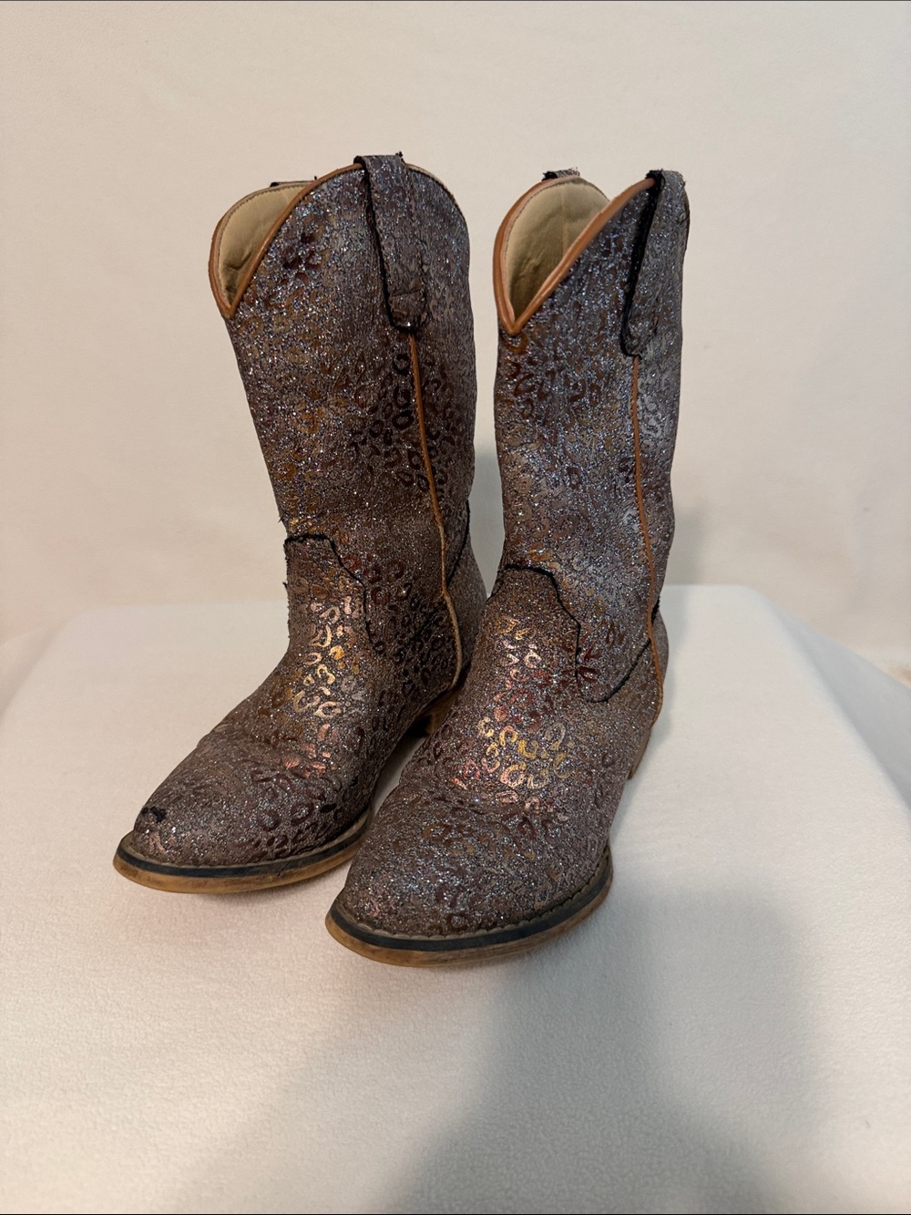 Justin Boots Girls Brown Glitter Western Boots
